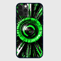 Чехол для iPhone 12 Pro Чёрно-зелёная сфера киберпанк, цвет: 3D-черный