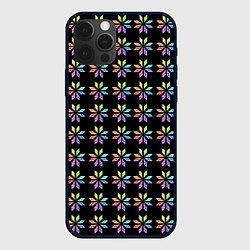 Чехол iPhone 12 Pro Разноцветные звёзды на чёрном фоне
