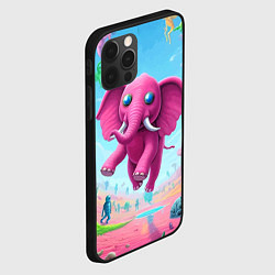 Чехол для iPhone 12 Pro Парящий в воздухе розовый слон - сюрреализм, цвет: 3D-черный — фото 2