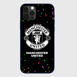 Чехол для iPhone 12 Pro Manchester United конфети, цвет: 3D-черный