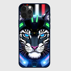 Чехол iPhone 12 Pro Яркий неоновый кибер тигр
