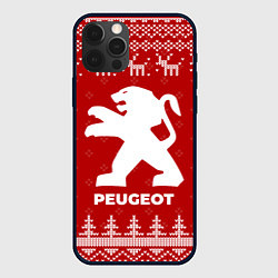 Чехол iPhone 12 Pro Новогодний Peugeot с оленями