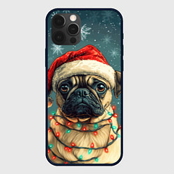 Чехол iPhone 12 Pro Новогодний мопс в гирлянде