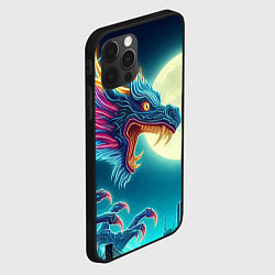 Чехол для iPhone 12 Pro Японский свирепый дракон на фоне луны, цвет: 3D-черный — фото 2