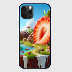 Чехол для iPhone 12 Pro Клубничная планета - нейроарт фантазия, цвет: 3D-черный