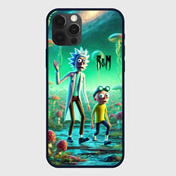 Чехол для iPhone 12 Pro Рик и Морти изучают планету мухоморов - нейроарт ф, цвет: 3D-черный