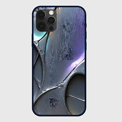 Чехол для iPhone 12 Pro Полированный серебряный металл, цвет: 3D-черный