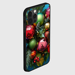 Чехол для iPhone 12 Pro Разноцветные новогодние шарики, цвет: 3D-черный — фото 2