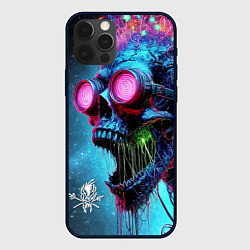 Чехол iPhone 12 Pro Metallica - crazy skeleton with headphones