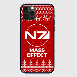 Чехол iPhone 12 Pro Новогодний Mass Effect с оленями