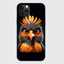 Чехол iPhone 12 Pro Яркая птичка на темном фоне