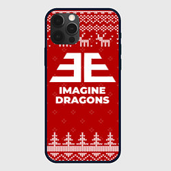 Чехол для iPhone 12 Pro Новогодний Imagine Dragons с оленями, цвет: 3D-черный