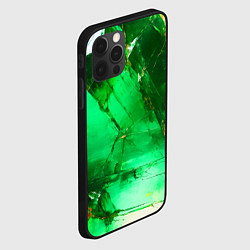 Чехол для iPhone 12 Pro Зелёное треснувшее стекло, цвет: 3D-черный — фото 2
