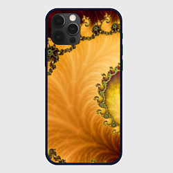 Чехол iPhone 12 Pro Фрактальный желтый узор