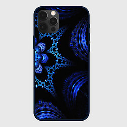 Чехол iPhone 12 Pro Синий фрактал текстура