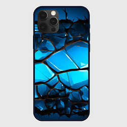 Чехол iPhone 12 Pro Синяя текстура объемных плит