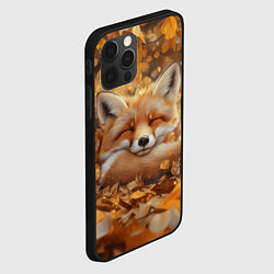Чехол для iPhone 12 Pro Лисица спит в осенних листьях, цвет: 3D-черный — фото 2