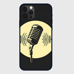 Чехол для iPhone 12 Pro Микрофон на черном фоне, цвет: 3D-черный