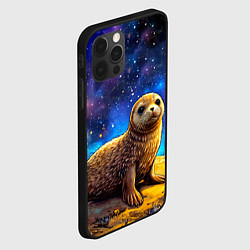 Чехол для iPhone 12 Pro Тюлень в космосе, цвет: 3D-черный — фото 2