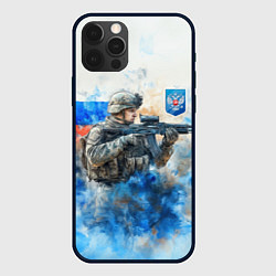 Чехол для iPhone 12 Pro Русский солдат и герб РФ, цвет: 3D-черный