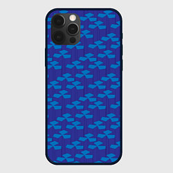 Чехол iPhone 12 Pro Геометрический узор из синих блоков