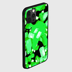 Чехол для iPhone 12 Pro Green and white abstraction on a black background, цвет: 3D-черный — фото 2