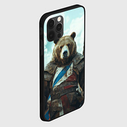 Чехол для iPhone 12 Pro Медведь русский воин, цвет: 3D-черный — фото 2