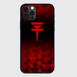 Чехол для iPhone 12 Pro Tokio Hotel red poly, цвет: 3D-черный