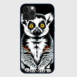 Чехол iPhone 12 Pro Лемур на черном
