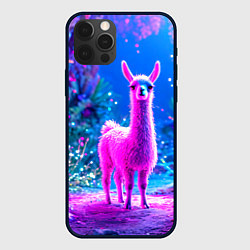 Чехол iPhone 12 Pro Лама в розовом
