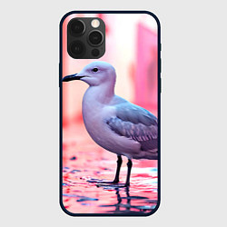Чехол для iPhone 12 Pro Чайка на розовом, цвет: 3D-черный
