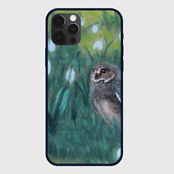 Чехол для iPhone 12 Pro Сова среди подснежников, цвет: 3D-черный