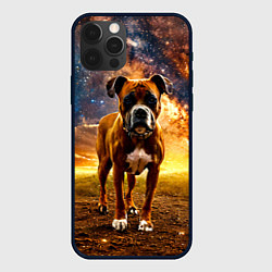 Чехол для iPhone 12 Pro Немецкий боксер и звездное небо, цвет: 3D-черный