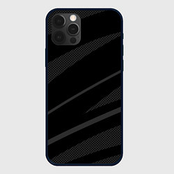 Чехол iPhone 12 Pro Чёрный с серым абстракция полосы