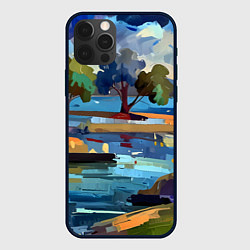 Чехол для iPhone 12 Pro Летний пейзаж маслом, цвет: 3D-черный