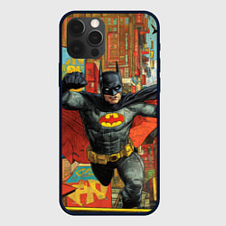 Чехол для iPhone 12 Pro Бэтмен на фоне города, цвет: 3D-черный