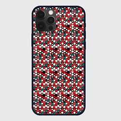 Чехол iPhone 12 Pro Киберпанк шестиугольники красные