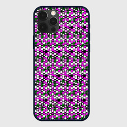 Чехол iPhone 12 Pro Киберпанк шестиугольники фиолетовые