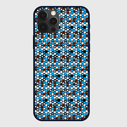 Чехол iPhone 12 Pro Киберпанк шестиугольники синие