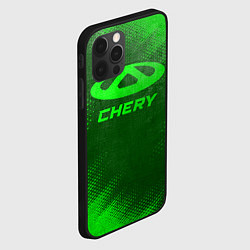 Чехол для iPhone 12 Pro Chery - green gradient, цвет: 3D-черный — фото 2