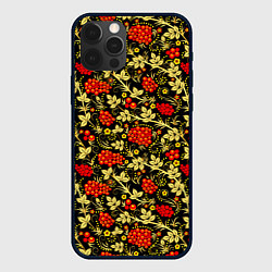 Чехол для iPhone 12 Pro Рябина с золотой листвой, цвет: 3D-черный