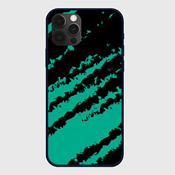 Чехол для iPhone 12 Pro The color is black and turquoise, цвет: 3D-черный