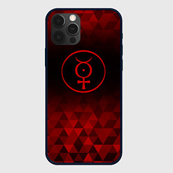 Чехол для iPhone 12 Pro Marilyn Manson red poly, цвет: 3D-черный