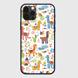 Чехол iPhone 12 Pro Ламы паттерн