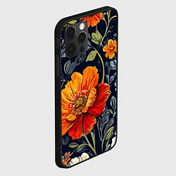 Чехол для iPhone 12 Pro Маки и пионы старинный паттерн, цвет: 3D-черный — фото 2