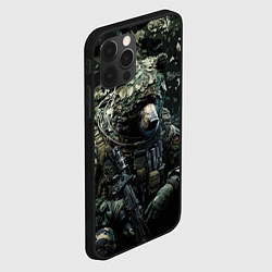 Чехол для iPhone 12 Pro Медведь снайпер в лиственном камуфляже, цвет: 3D-черный — фото 2