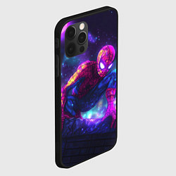 Чехол для iPhone 12 Pro Человек-паук неоновый свет, цвет: 3D-черный — фото 2