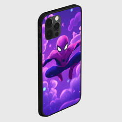 Чехол для iPhone 12 Pro Человек-паук на фоне облаков, цвет: 3D-черный — фото 2