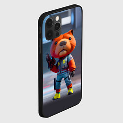 Чехол для iPhone 12 Pro Крутой капибара с пистолетом - киберпанк фантазия, цвет: 3D-черный — фото 2