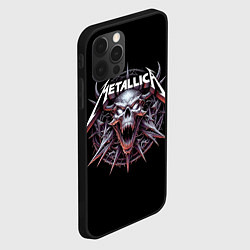 Чехол для iPhone 12 Pro Metallica - cool skull with horns, цвет: 3D-черный — фото 2